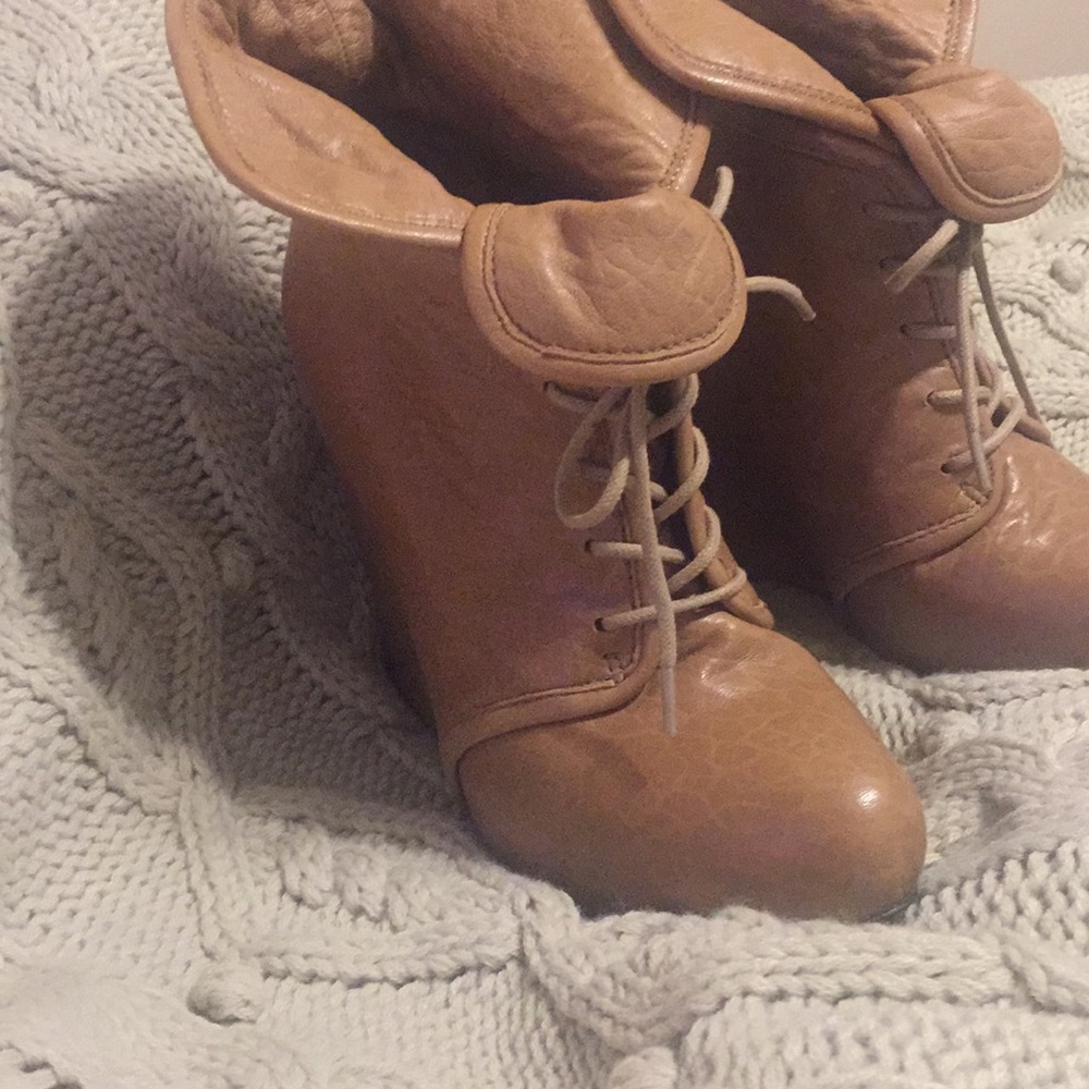 Platform Leather Wedge Booties - image 7